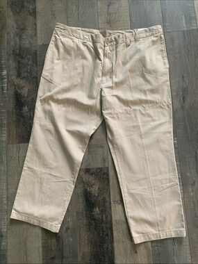 NEW Men's Classic Cotton Chino Pants by Harbor Bay 46X 28. Flat front NWT